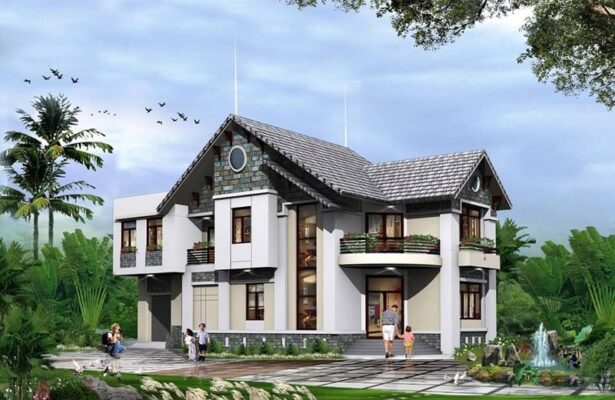mẫu thiết kế biệt thự chữ L