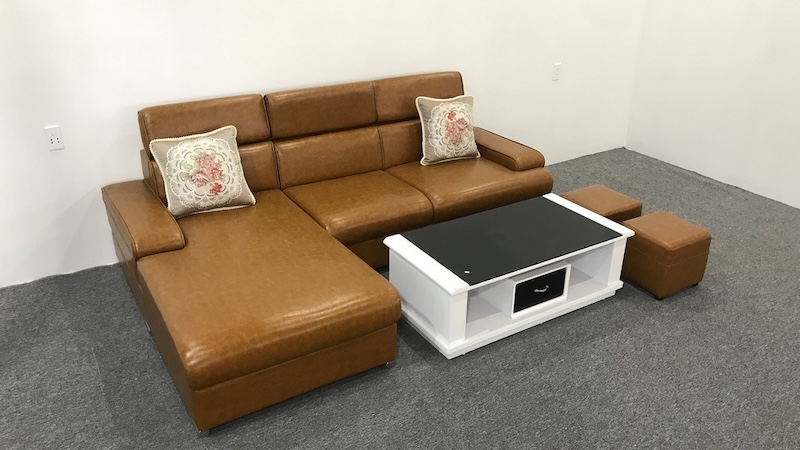 Phối hợp sofa gỗ da với nội thất hiện đại