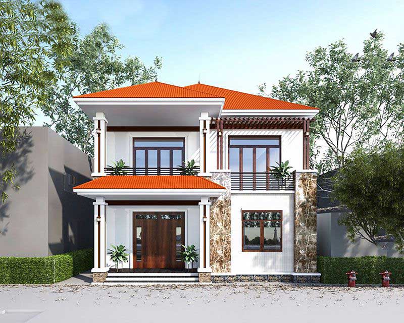 Mẫu thiết kế biệt thự 2 tầng mái ngói